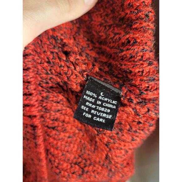 Rue21 Carbon Men’s LARGE Cowl Neck Sweater Red Black Fluffy Pullover Warm‎ - Picture 5 of 10